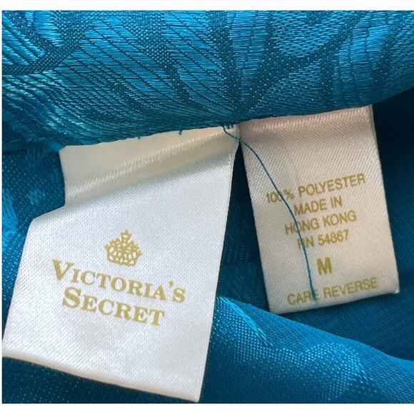 Victoria's Secret VTG Womens M Teal SheerSleepwear 2Piece Pant Set Long Sleeves - Picture 4 of 8